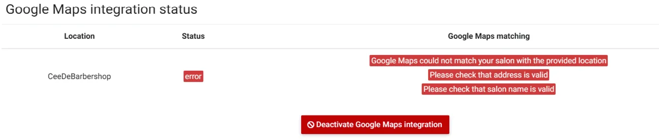 Integração com o Google Maps falhada