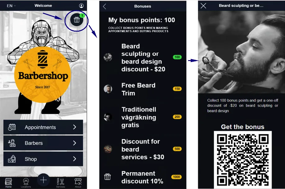 Programa de fidelização na app da barbearia